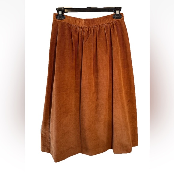 Panther Corduroy Midi Skirt Womens 9/10 Brown Vintage Button Down Classic Pleat - Picture 3 of 5